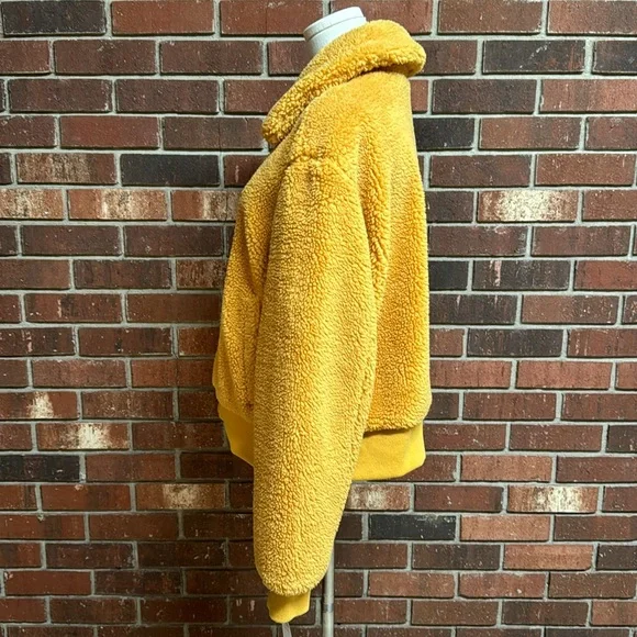 New York & Company Yellow Teddy Bomber Jacket Size XL - Picture 6 of 10